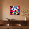 ba-0324-the-patchwork-whirl-framed-4-thin-room-dining-walnut-v4 The Patchwork Whirl by Bassem, framed print on a wall