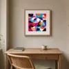 The Patchwork Whirl by Bassem, art print shown framed on a wall