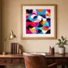 The Patchwork Whirl by Bassem, art print shown framed on a wall