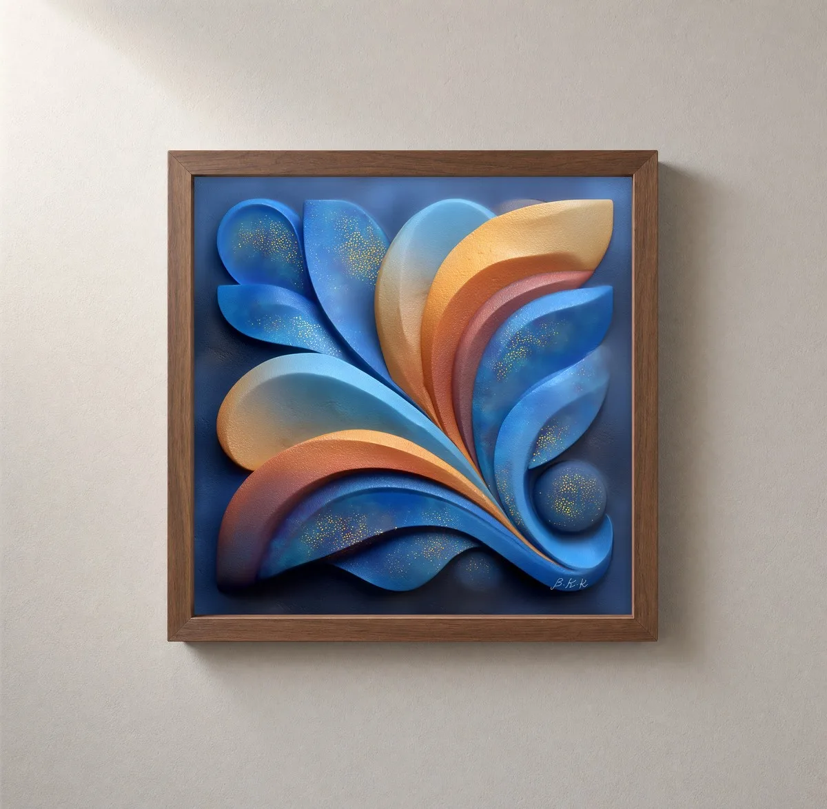 Speckled Fronds by Bassem, framed print on a wall
