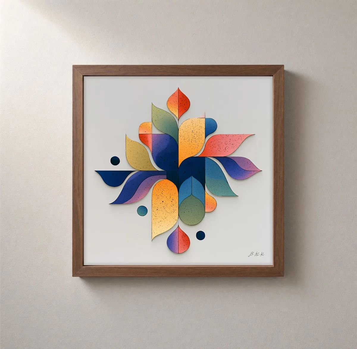 Petal Compass by Bassem, framed print on a wall