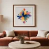 ba-0326-petal-compass-print-3-room-living-terracotta-walnut-v4 Petal Compass by Bassem, art print shown framed on a wall