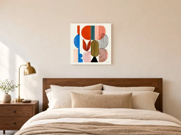 Striped Garden Shapes by Bassem, canvas on a wall