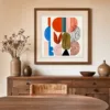 Striped Garden Shapes by Bassem, art print shown framed on a wall