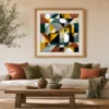 Harvest Triangles by Bassem, art print shown framed on a wall