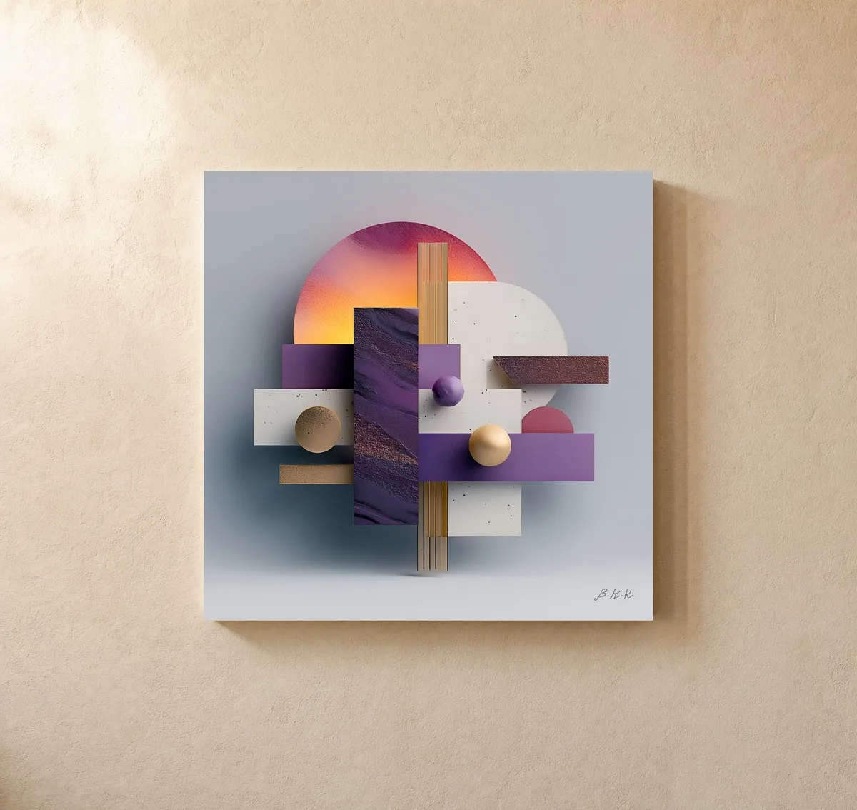Stacked Sunrise by Bassem, canvas on a wall