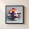 ba-0330-stacked-sunrise-framed-1-thin-closeup-black-v4 Stacked Sunrise by Bassem, framed print on a wall