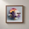 ba-0330-stacked-sunrise-framed-2-thin-closeup-walnut-v4 Stacked Sunrise by Bassem, framed print on a wall