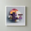 ba-0330-stacked-sunrise-framed-3-thin-closeup-white-v4 Stacked Sunrise by Bassem, framed print on a wall