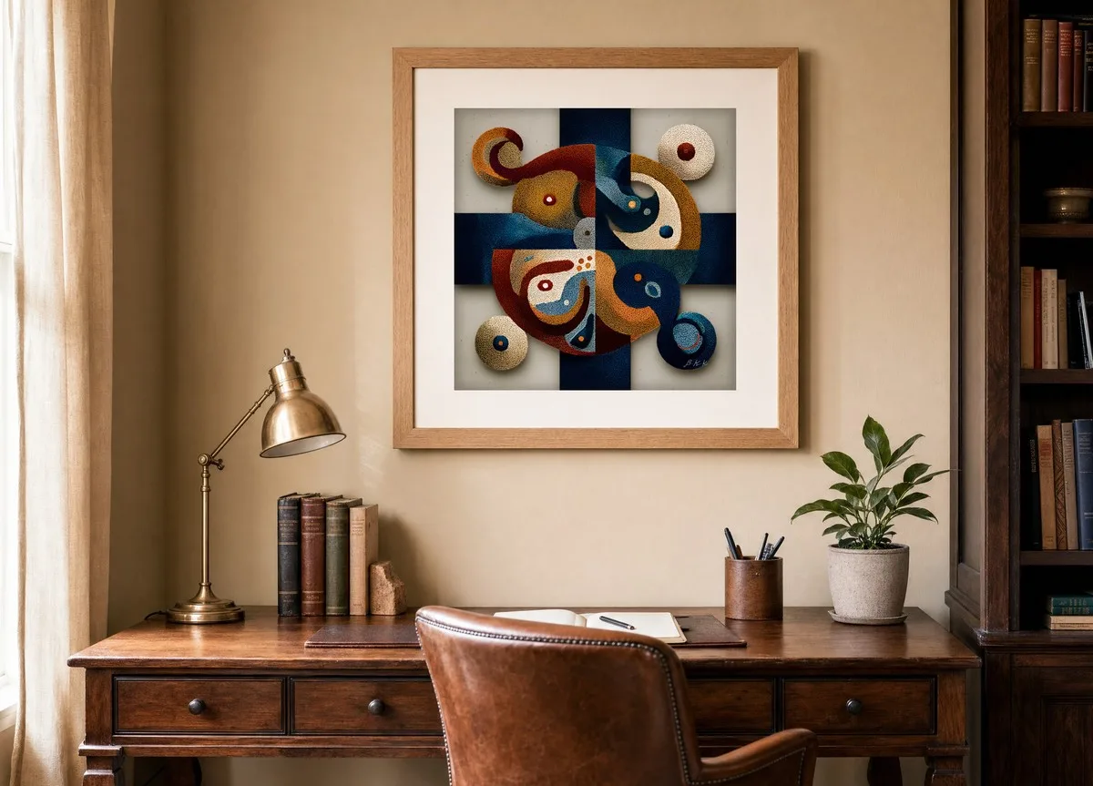 Knitted Tides by Bassem, art print shown framed on a wall