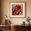 Spun Coral Forms by Bassem, art print shown framed on a wall