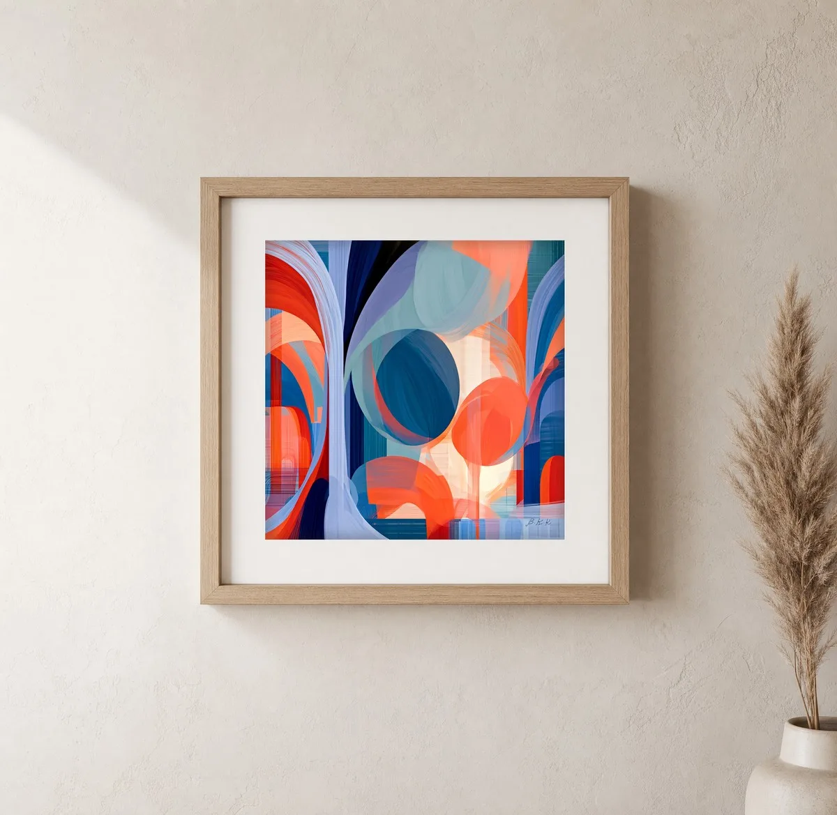 ba-0335-through-sheer-arches-print-1-closeup-oak-v4 Through Sheer Arches by Bassem, art print shown framed on a wall
