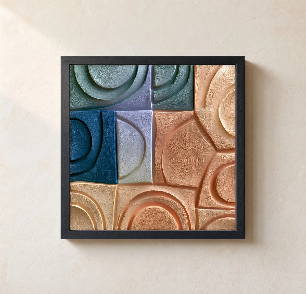 Sun-Warmed Tiles by Bassem, framed print on a wall