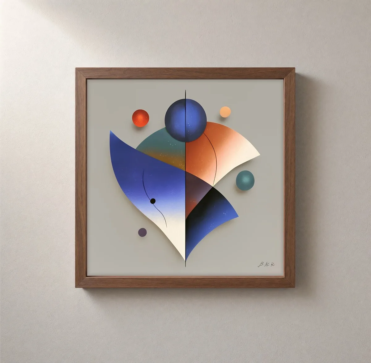 Sails and Small Planets by Bassem, framed print on a wall