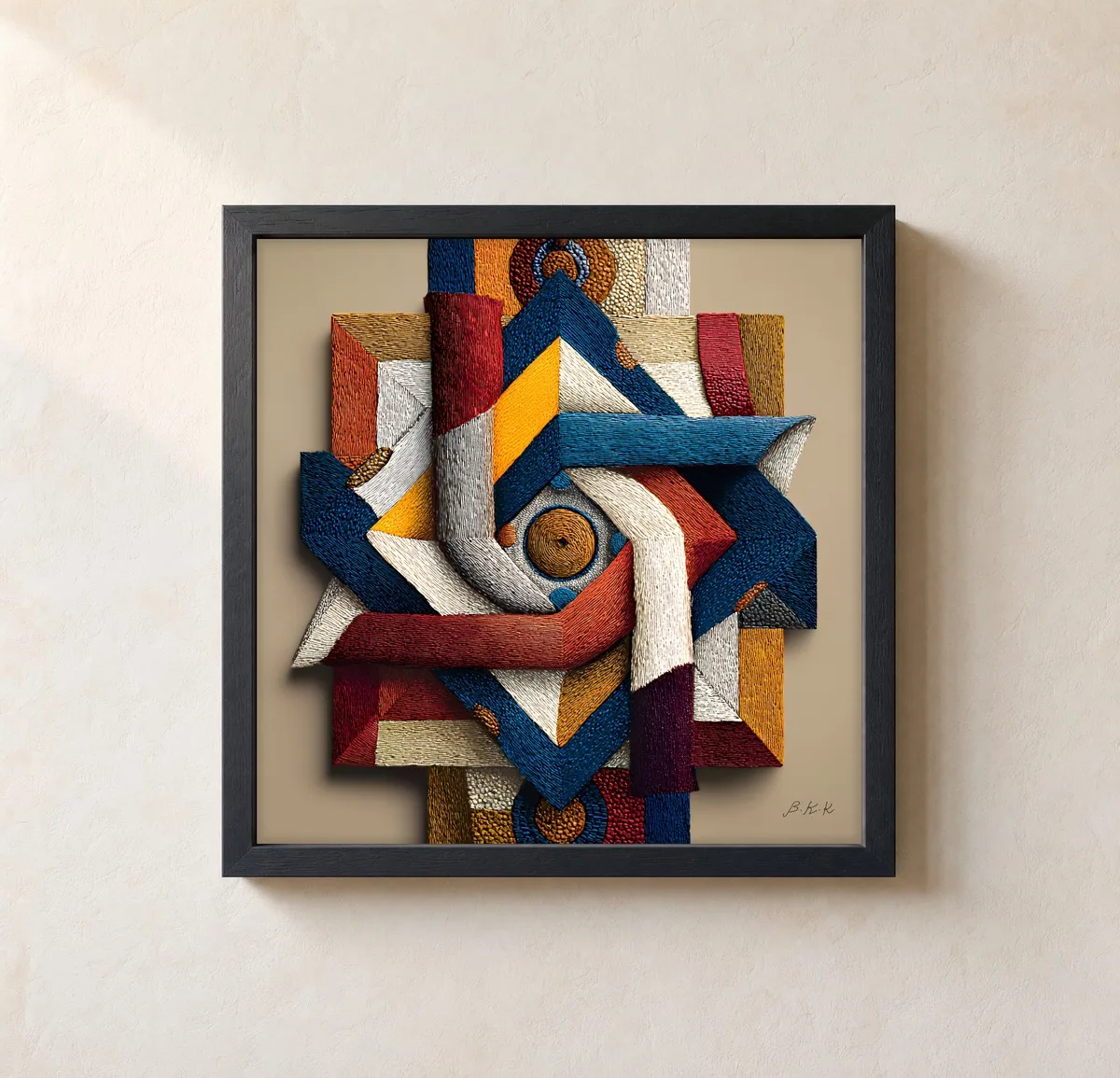 The Woven Knot by Bassem, framed print on a wall