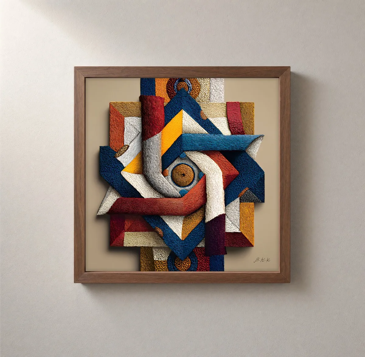 The Woven Knot by Bassem, framed print on a wall