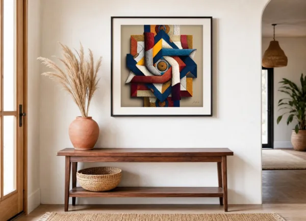 The Woven Knot by Bassem, art print shown framed on a wall