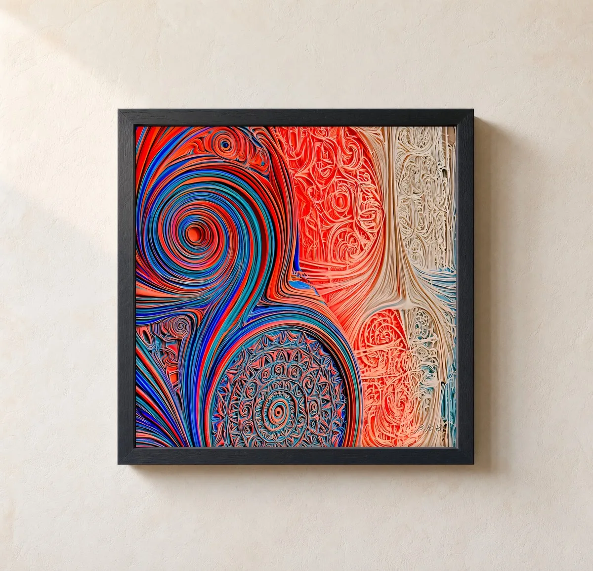 Lace and Whirlpool by Bassem, framed print on a wall