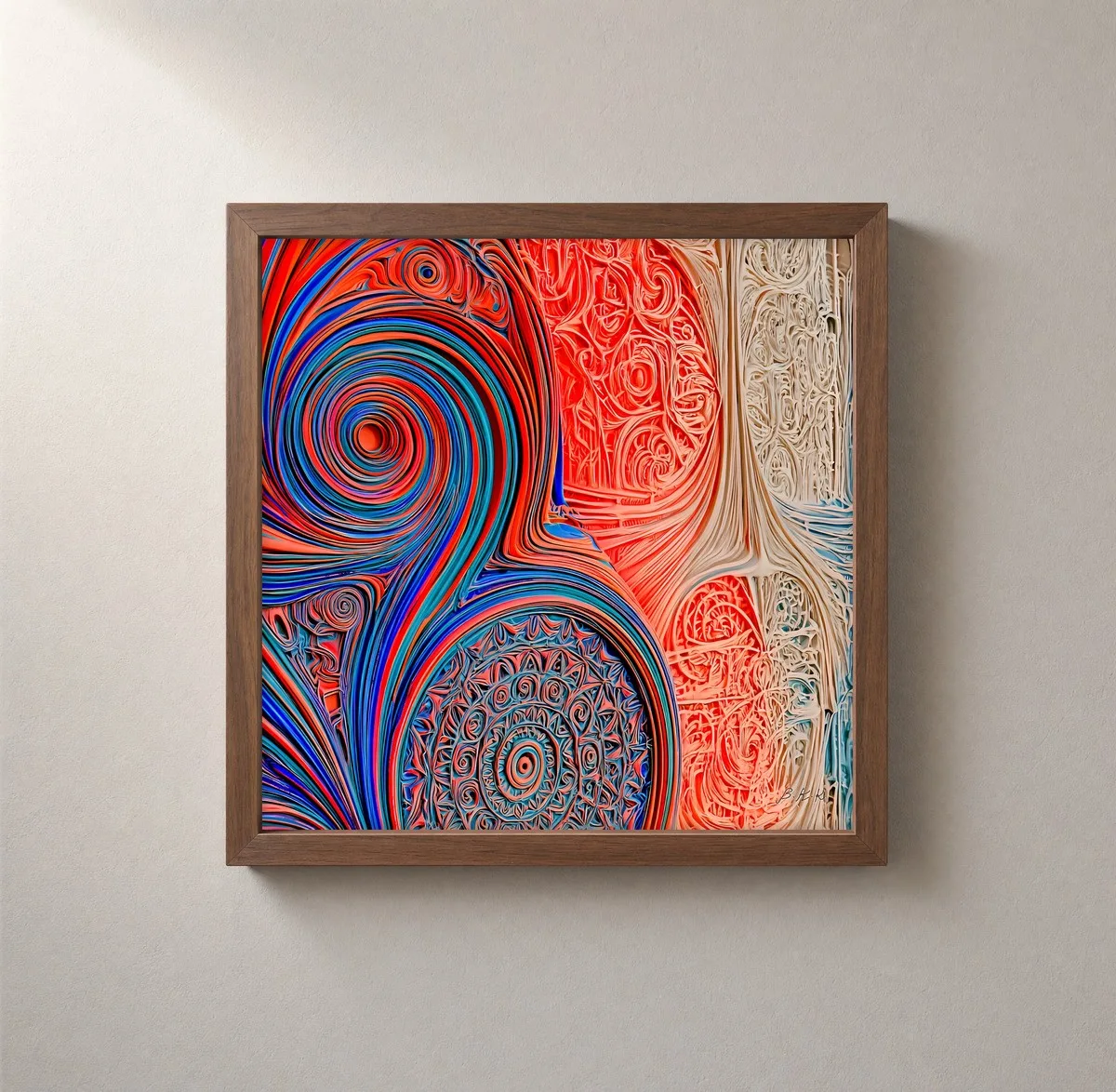 Lace and Whirlpool by Bassem, framed print on a wall