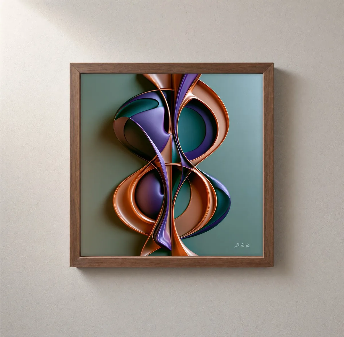 Ribbon Hourglass by Bassem, framed print on a wall