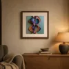 Ribbon Hourglass by Bassem, art print shown framed on a wall