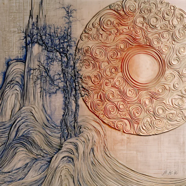 Sun Over Bare Cliffs by Bassem, the full artwork