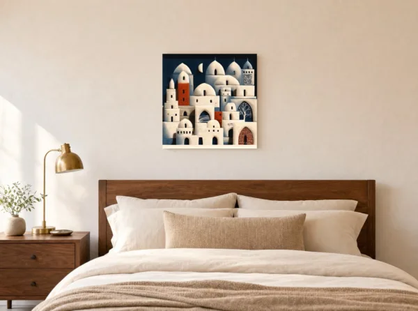 ba-0348-whitewashed-town-at-night-canvas-3-canvas-room-bedroom-white-v4 Whitewashed Town at Night by Bassem, canvas on a wall