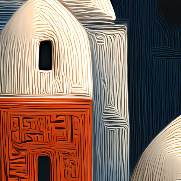 ba-0348-whitewashed-town-at-night-canvas-4-detail-v4 Whitewashed Town at Night by Bassem, detail at close range