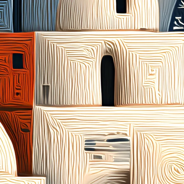 Whitewashed Town at Night by Bassem, detail at close range