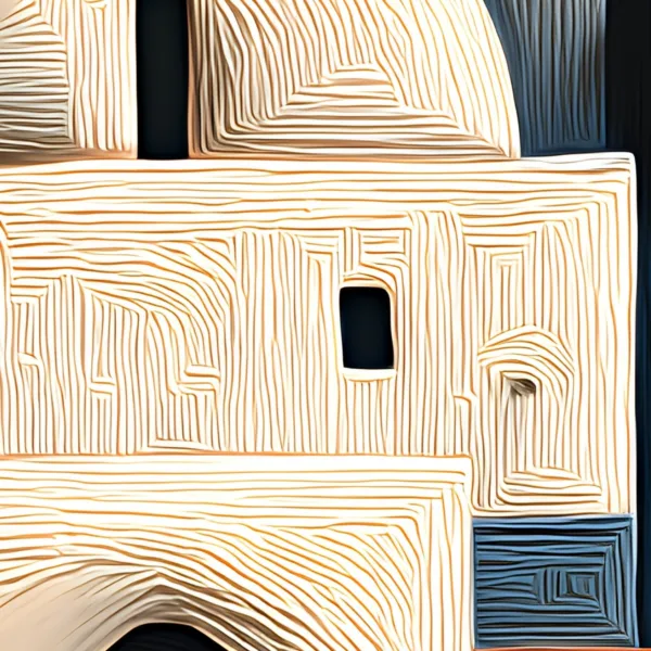 Whitewashed Town at Night by Bassem, detail at close range