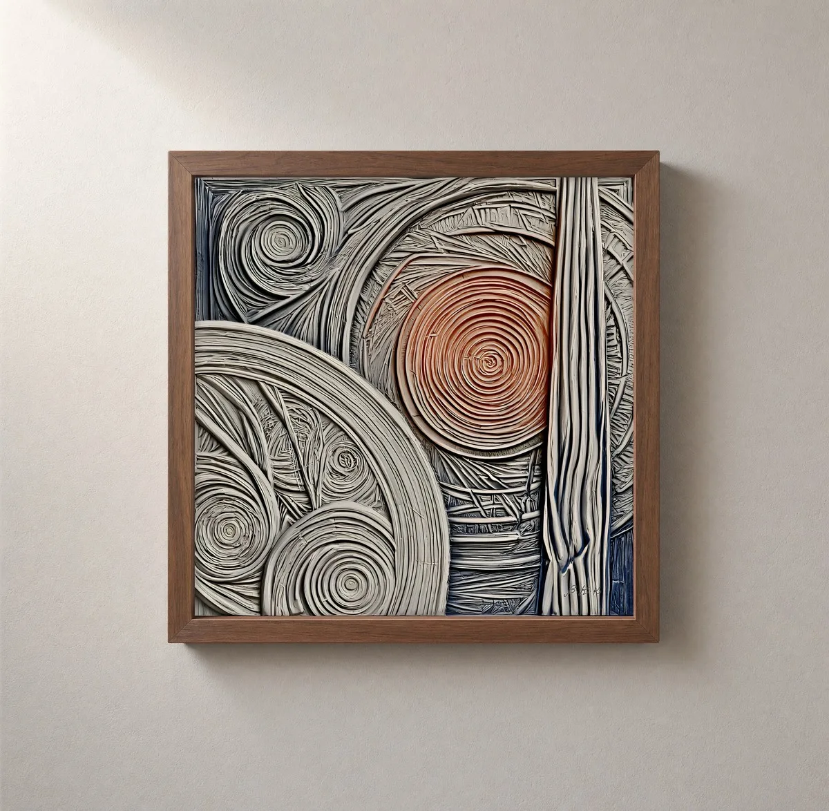 The Copper Whorl by Bassem, framed print on a wall