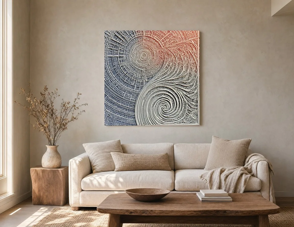 ba-0353-the-turning-dial-canvas-2-canvas-room-living-greige-v4 The Turning Dial by Bassem, canvas on a wall