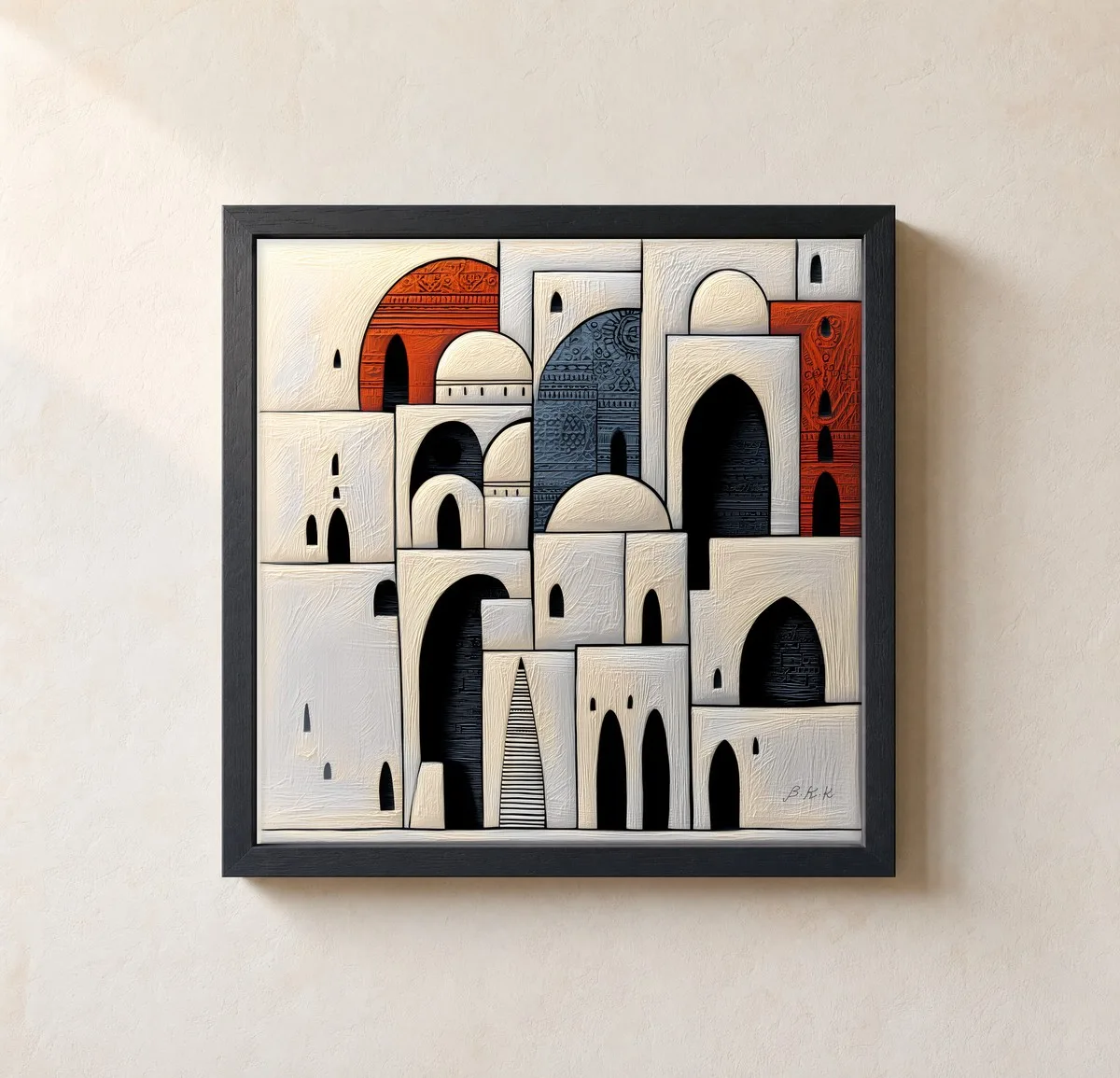 Arches in Whitewash by Bassem, framed print on a wall