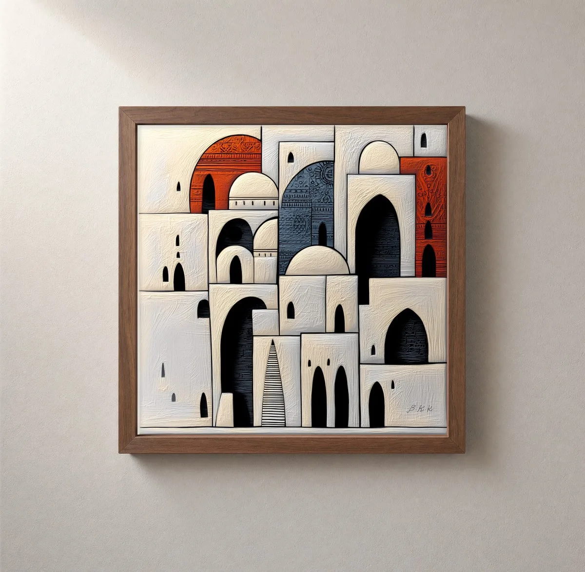 Arches in Whitewash by Bassem, framed print on a wall