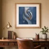Silver Ribbon Turning by Bassem, art print shown framed on a wall