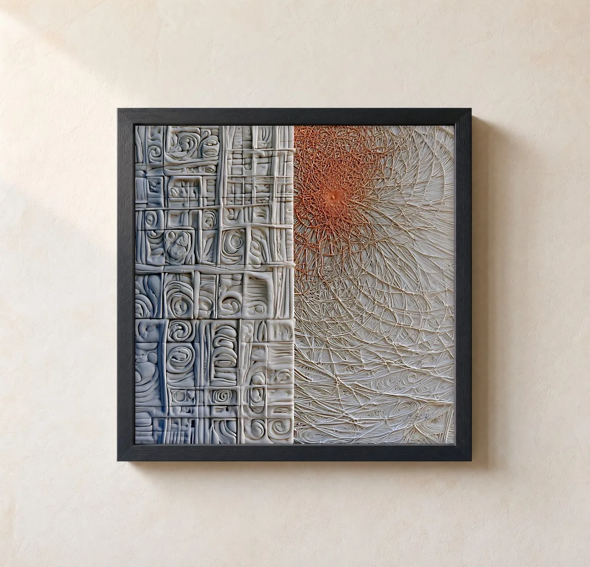 Web Beside the Grid by Bassem, framed print on a wall