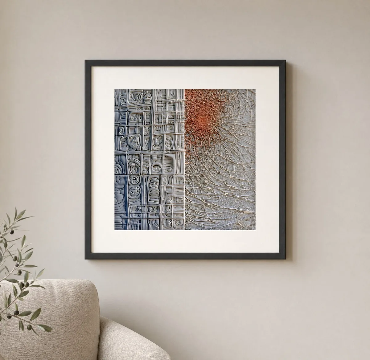 Web Beside the Grid by Bassem, art print shown framed on a wall