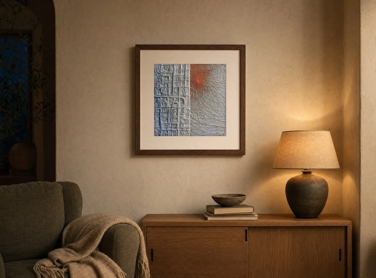 Web Beside the Grid by Bassem, art print shown framed on a wall